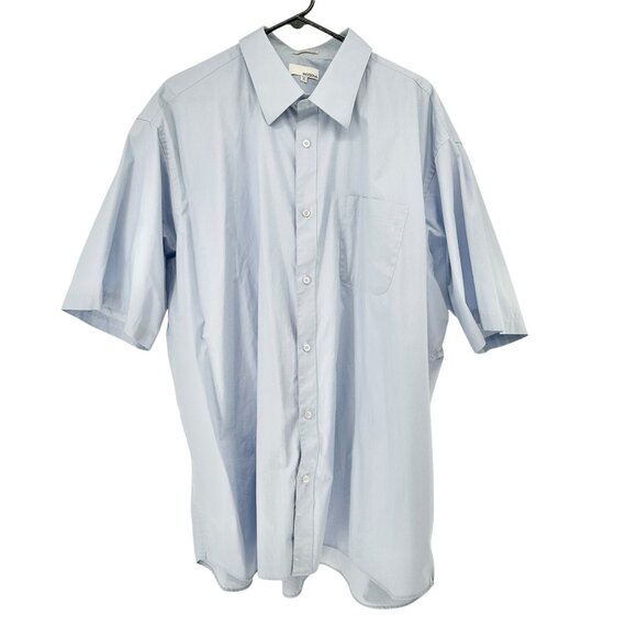 Modena Dress Shirt Mens Big 20 Light Blue Short Sleeve Cotton Polyester - Picture 1 of 6